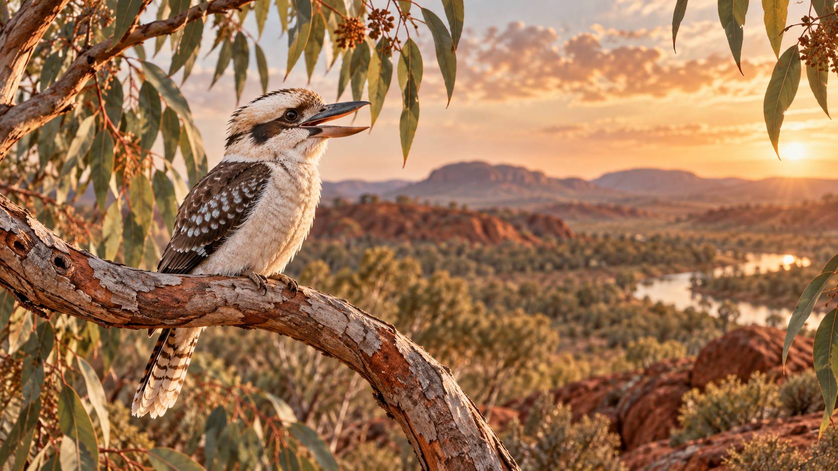 Illustration éditoriale du sujet : Alla scoperta del Kookaburra: l’uccello australiano dal canto unico protagonista di questo video
