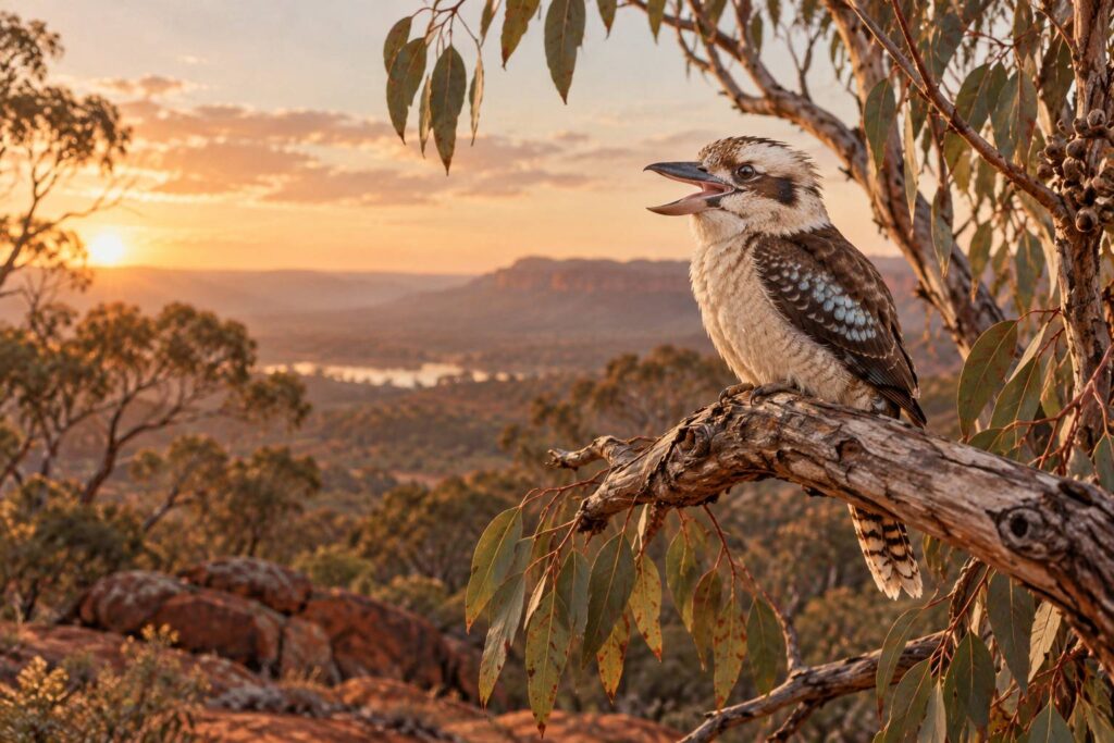 Illustration éditoriale du sujet : Alla scoperta del Kookaburra: l’uccello australiano dal canto unico protagonista di questo video