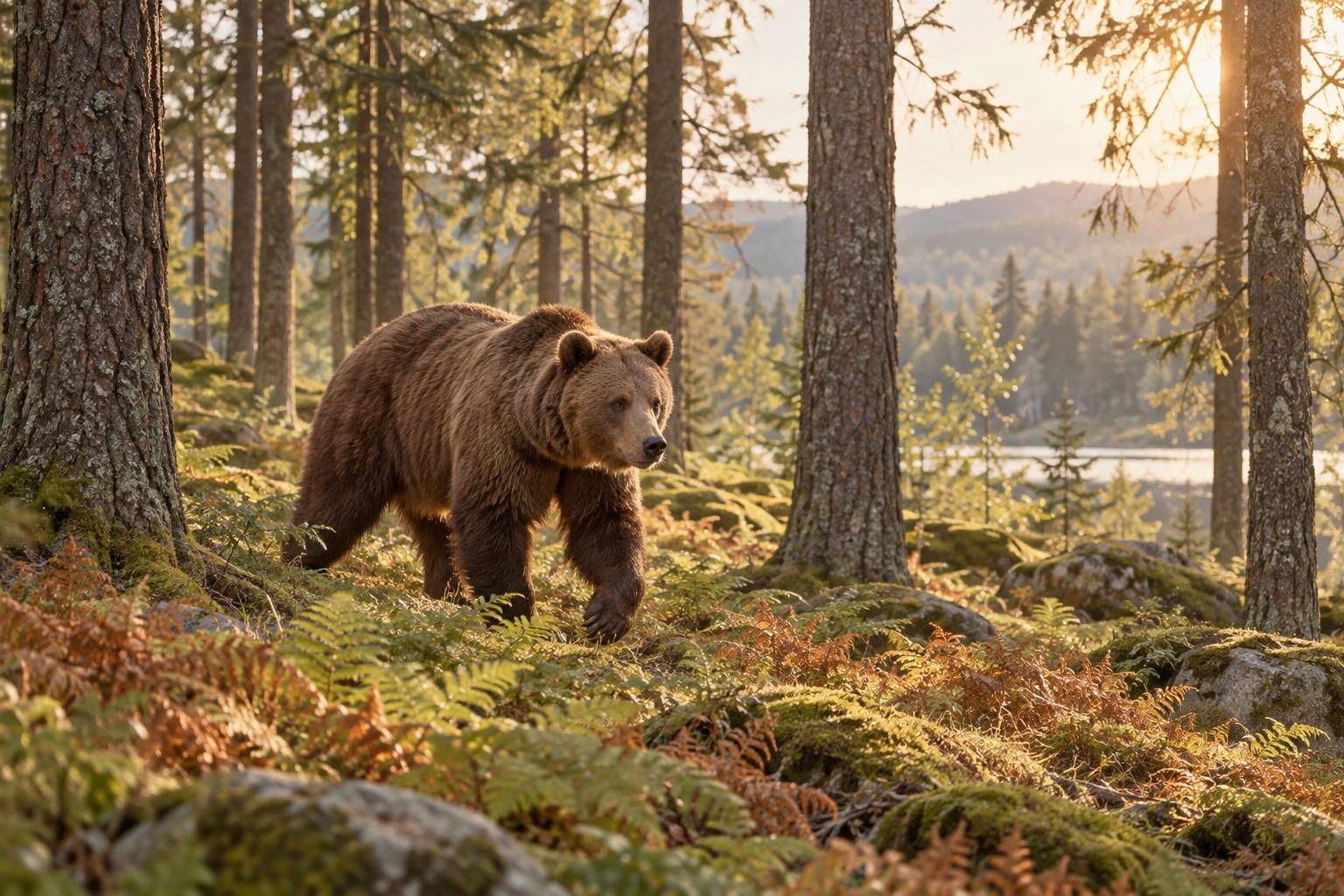 Grande oie blanche au bord d'un étang sur une pelouse