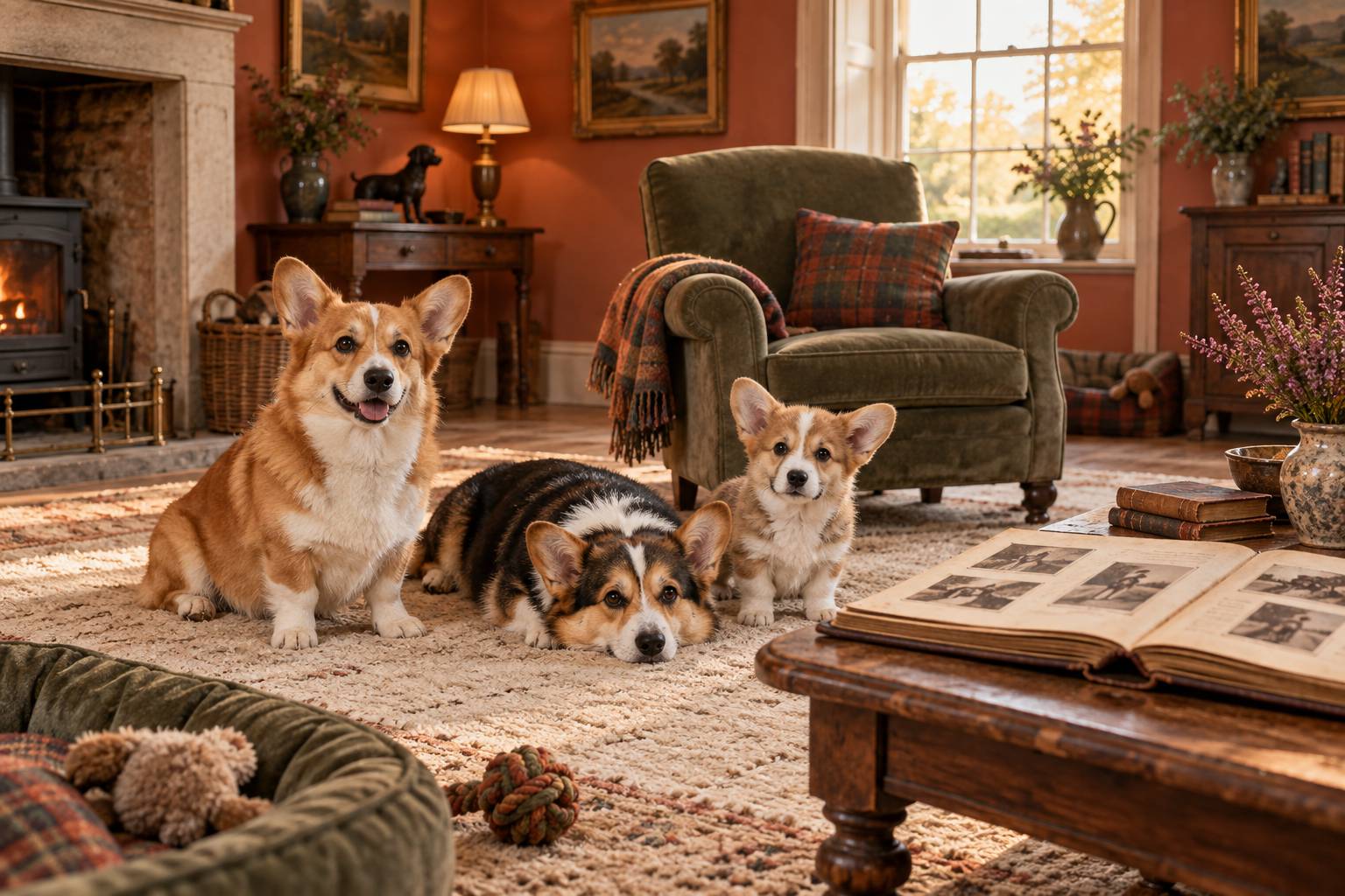 Illustration éditoriale du sujet : Da Susan a Willow: il viaggio genealogico dei Corgi della regina Elisabetta II