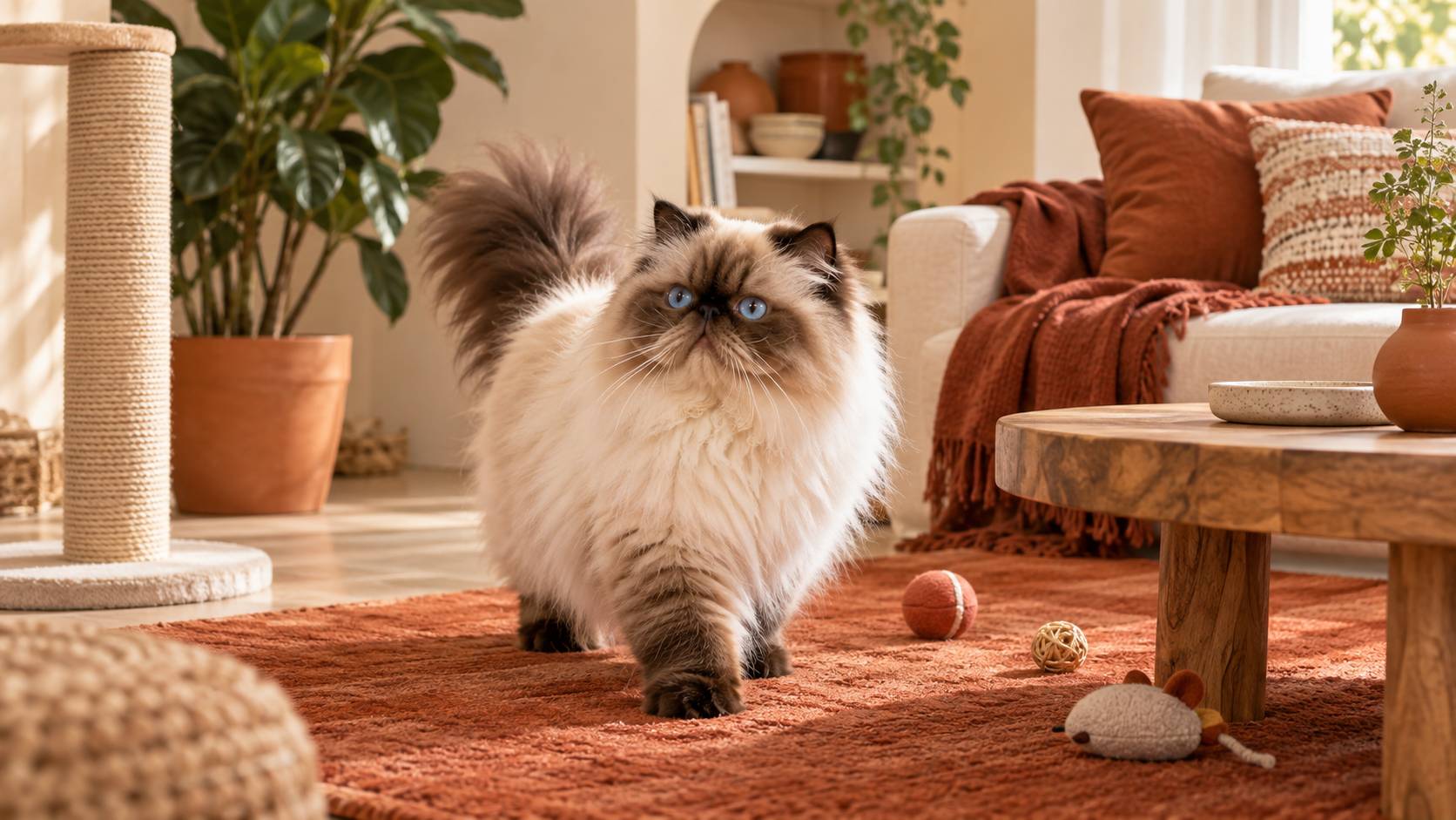 Illustration éditoriale du sujet : Gatto Himalayano: Il Persiano dal Carattere Audace e Intraprendente