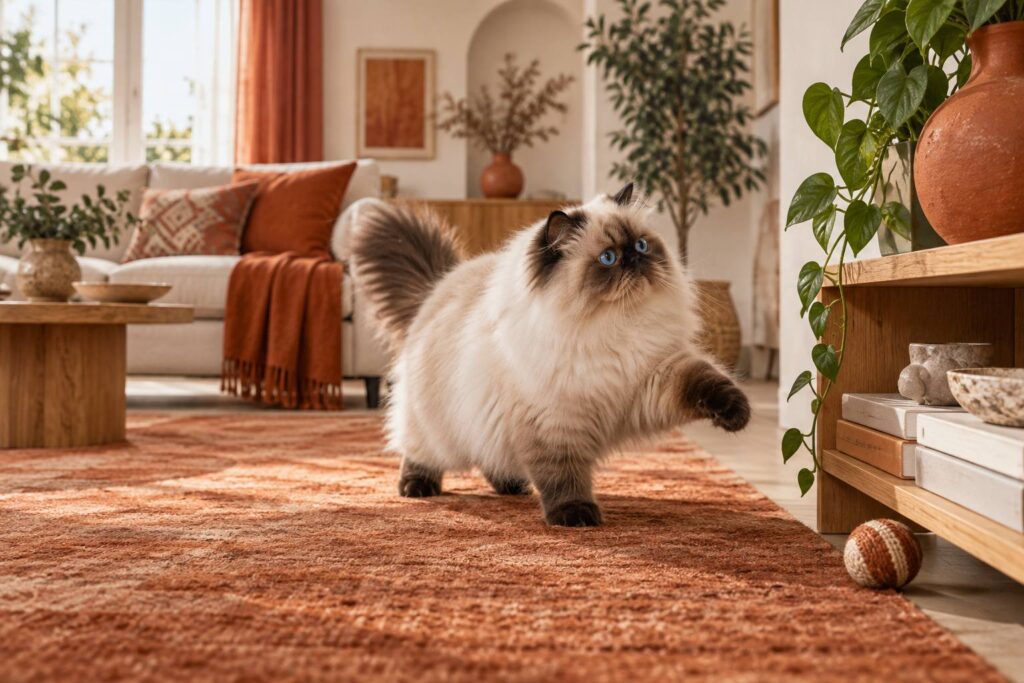 Illustration éditoriale du sujet : Gatto Himalayano: Il Persiano dal Carattere Audace e Intraprendente