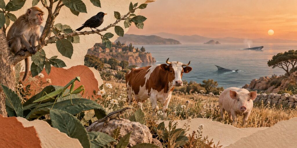 Illustration éditoriale du sujet : Scopri gli Animali che Iniziano con la Lettera M